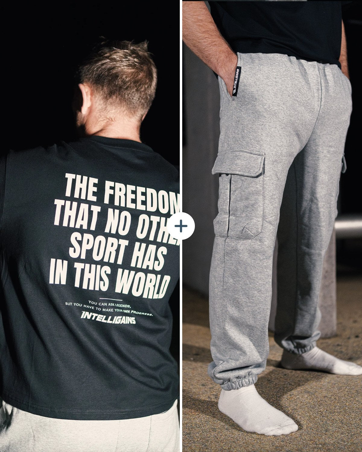 Outfit Set: FREEDOM Cropped Oversize Shirt and NO EXCUSES Cargo Jogger