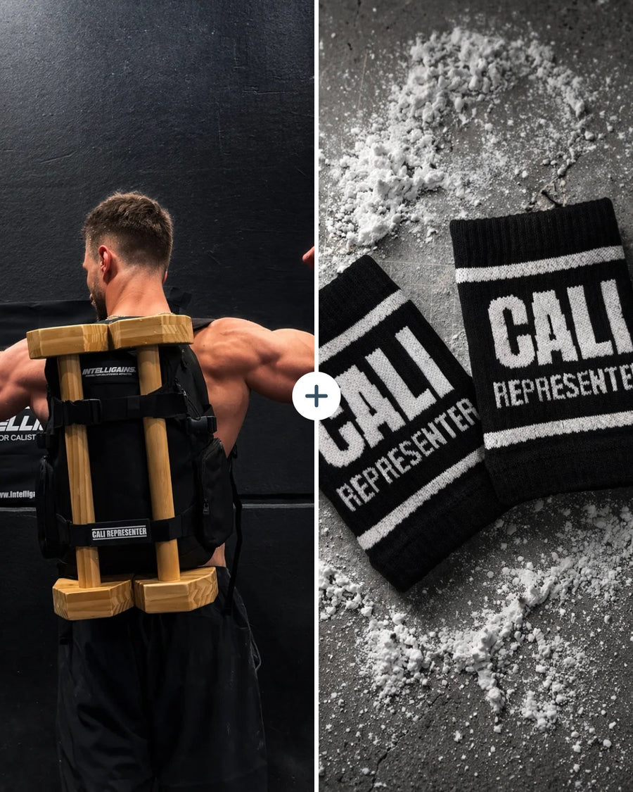 Parallettes Set: ParaGo backpack for parallettes and Wrist Bands Cali Representer